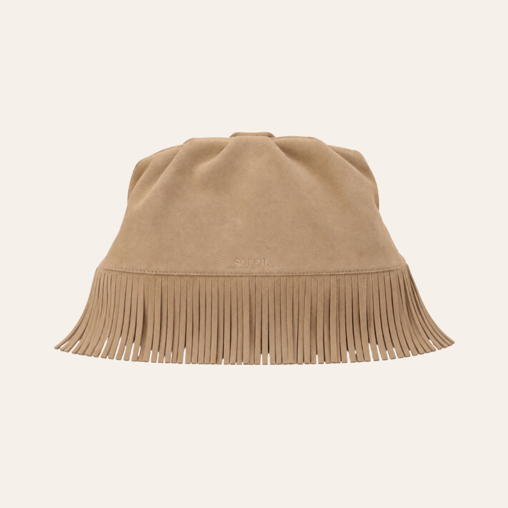 The Plume Clutch in Sand Suede