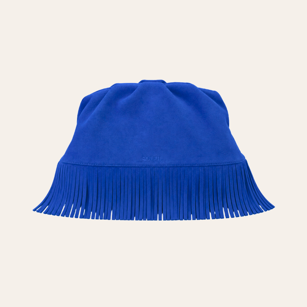 The Plume Clutch in Cobalt Blue Suede